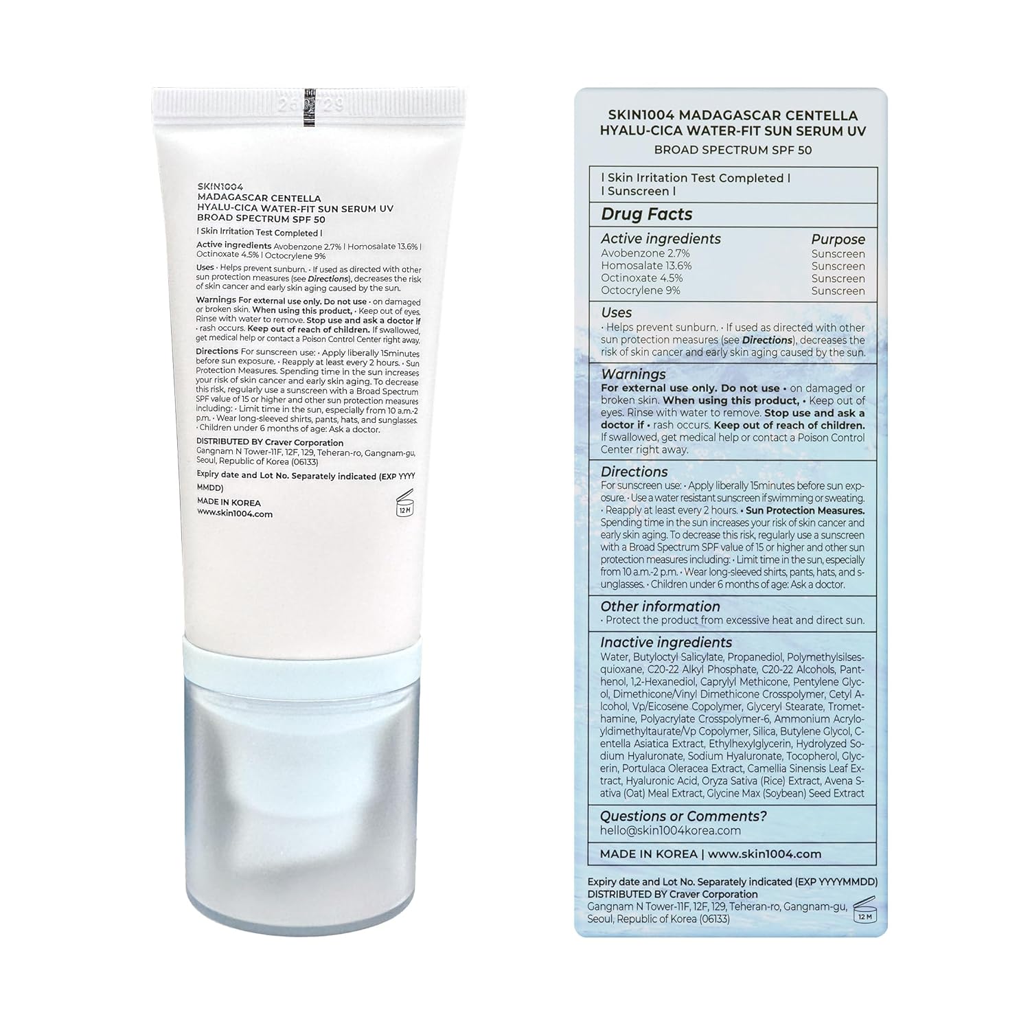 Skin1004 Hyalu-Cica Water-Fit Sun Serum
