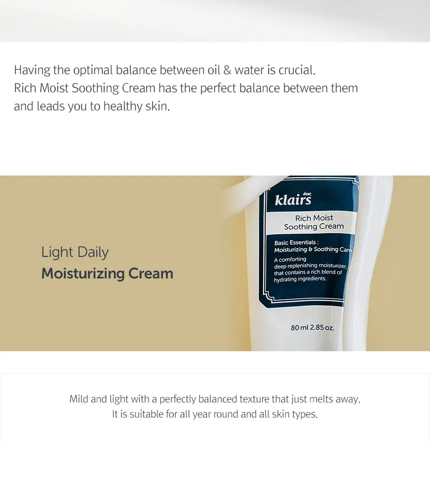 Dear, Klairs, Rich Moist Soothing Cream